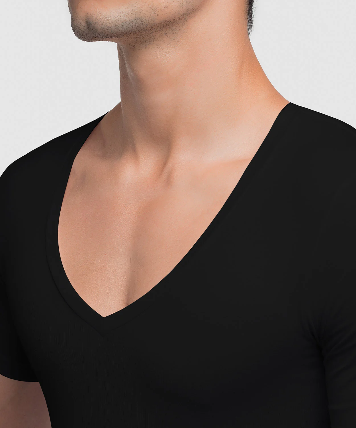 Cotton Compression Deep V-Neck T-Shirt - Image 13