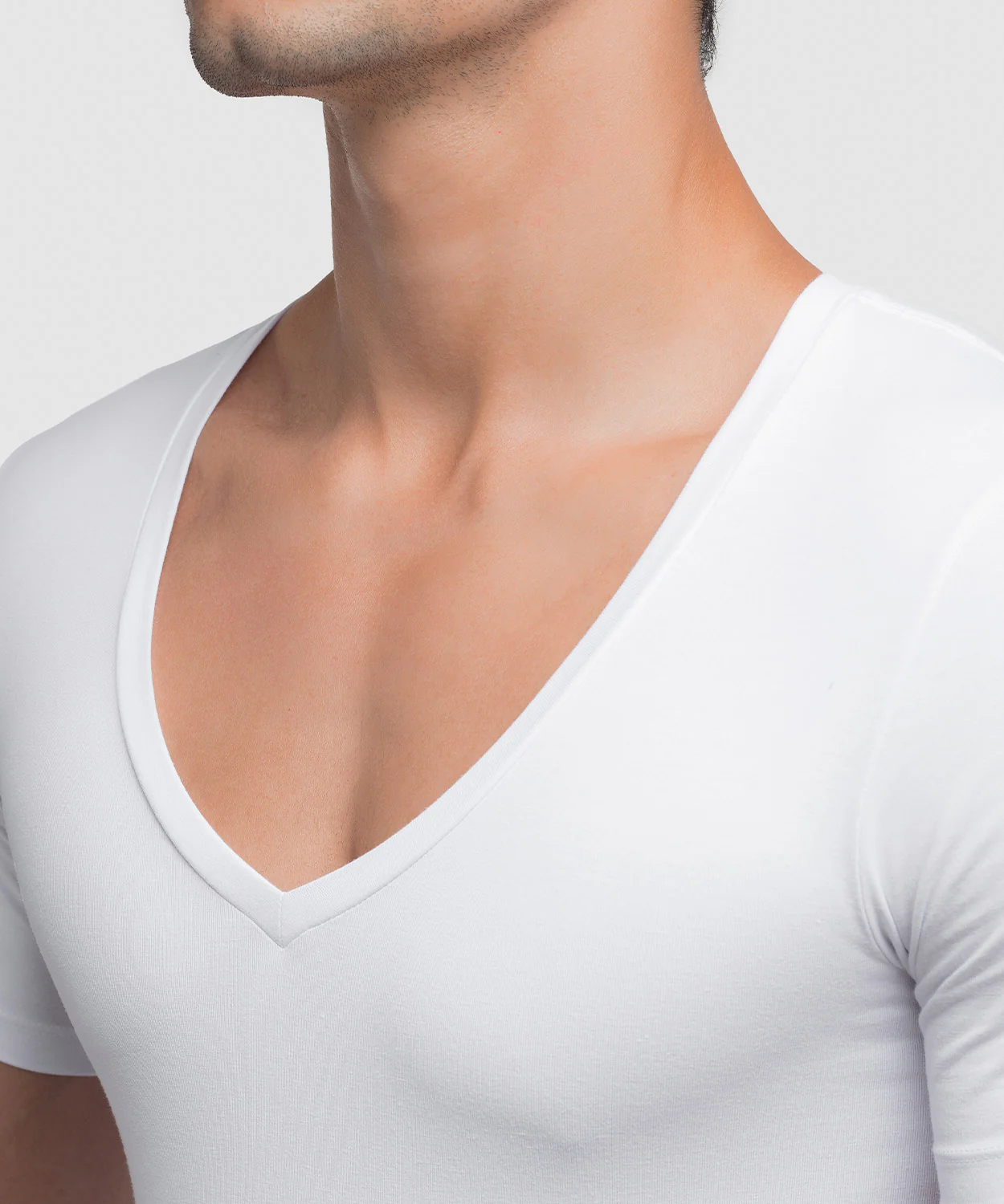Cotton Compression Deep V-Neck T-Shirt - Image 8
